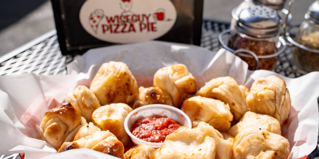 Wiseguy Pizza Pie garlic knots Boise Wiseguy Pizza Pie fluffy garlic knots near me best pizza sides Wiseguy Boise buttery garlic knots garlic bread Wiseguy Boise Pizza garlic knots Boise