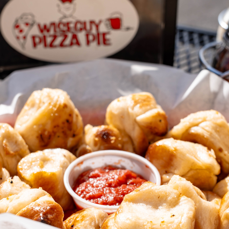 Wiseguy Pizza Pie garlic knots Boise Wiseguy Pizza Pie fluffy garlic knots near me best pizza sides Wiseguy Boise buttery garlic knots garlic bread Wiseguy Boise Pizza garlic knots Boise